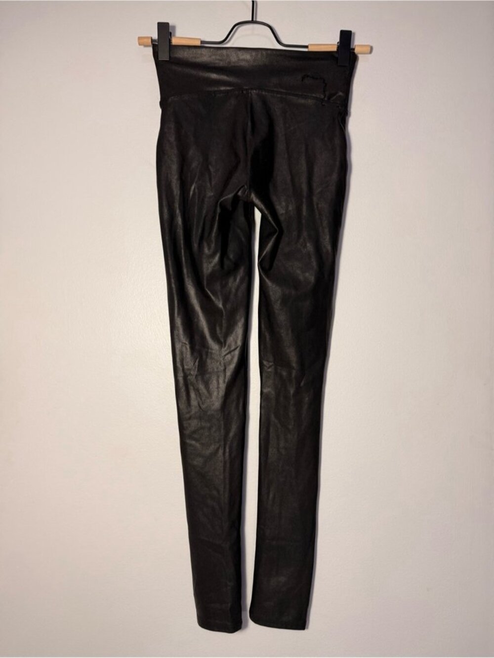 SPANX Black Faux-Leather High-Waist Leggings size XS - Picture 4 of 8